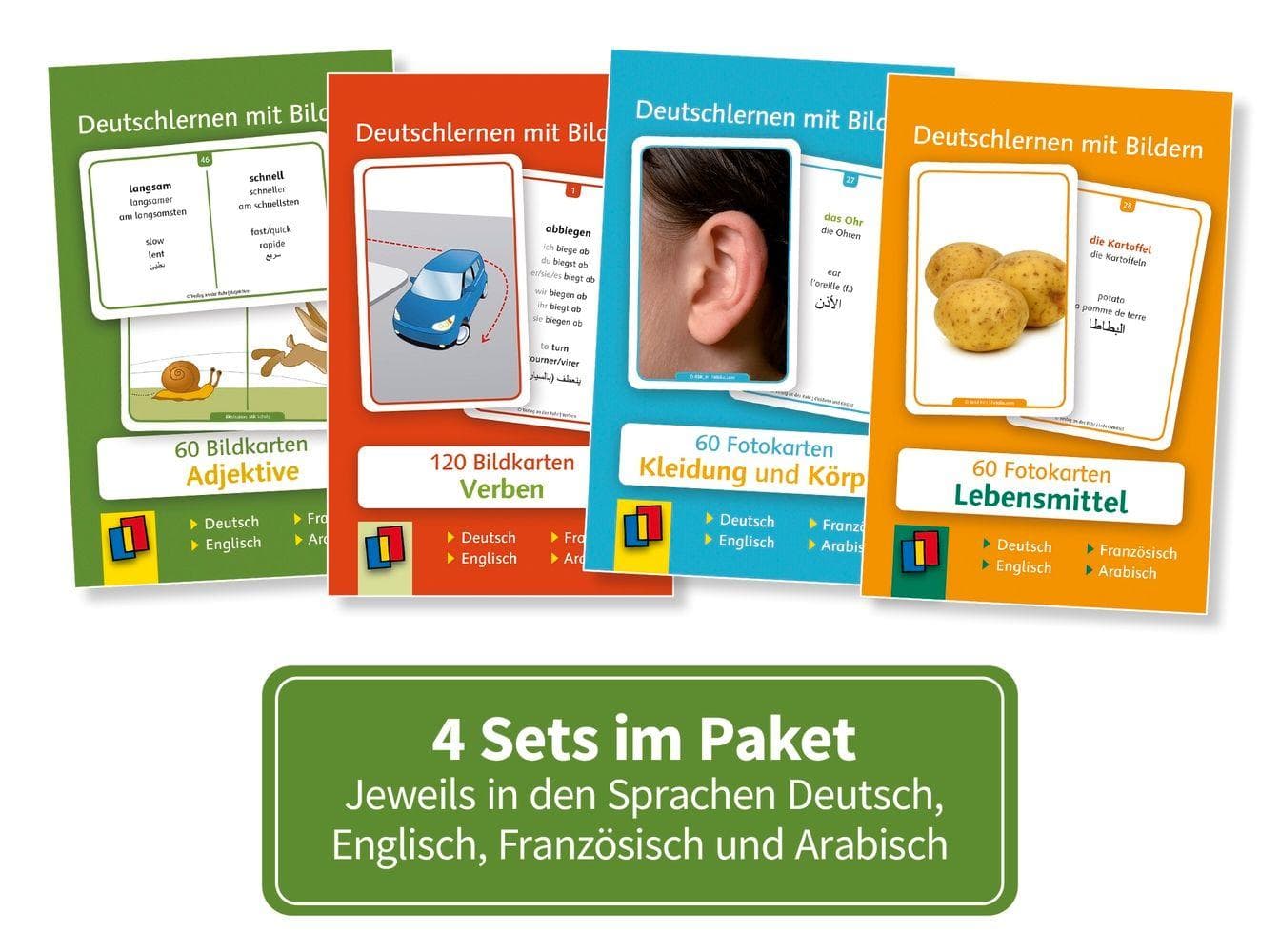 4er Paket: Deutschlernen mit Bildern - Deutsch, Englisch, Französisch & Arabisch