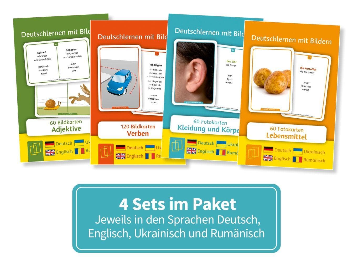 4er Paket: Deutschlernen mit Bildern - Deutsch, Englisch, Ukrainisch & Rumänisch