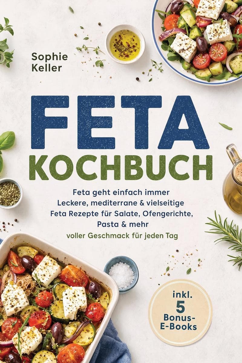 Feta Kochbuch: Feta geht einfach immer - Leckere, mediterrane & vielseitige Feta Rezepte für Salate, Ofengerichte, Pasta & mehr - voller Geschmack für jeden Tag - inkl. 5 Bonus-E-Books