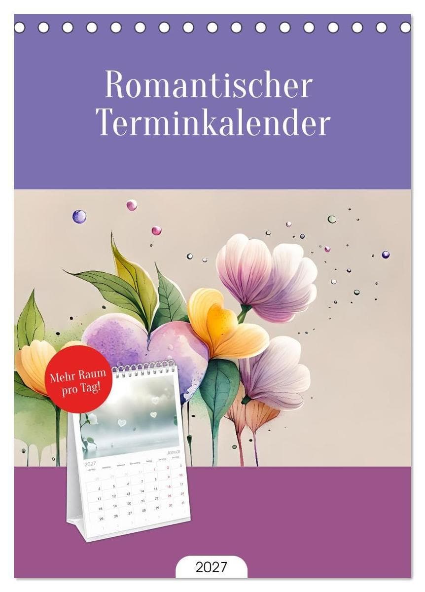 Tischplaner 2027 - Romantischer Terminkalender (A5 Tischkalender zum Aufstellen) CALVENDO
