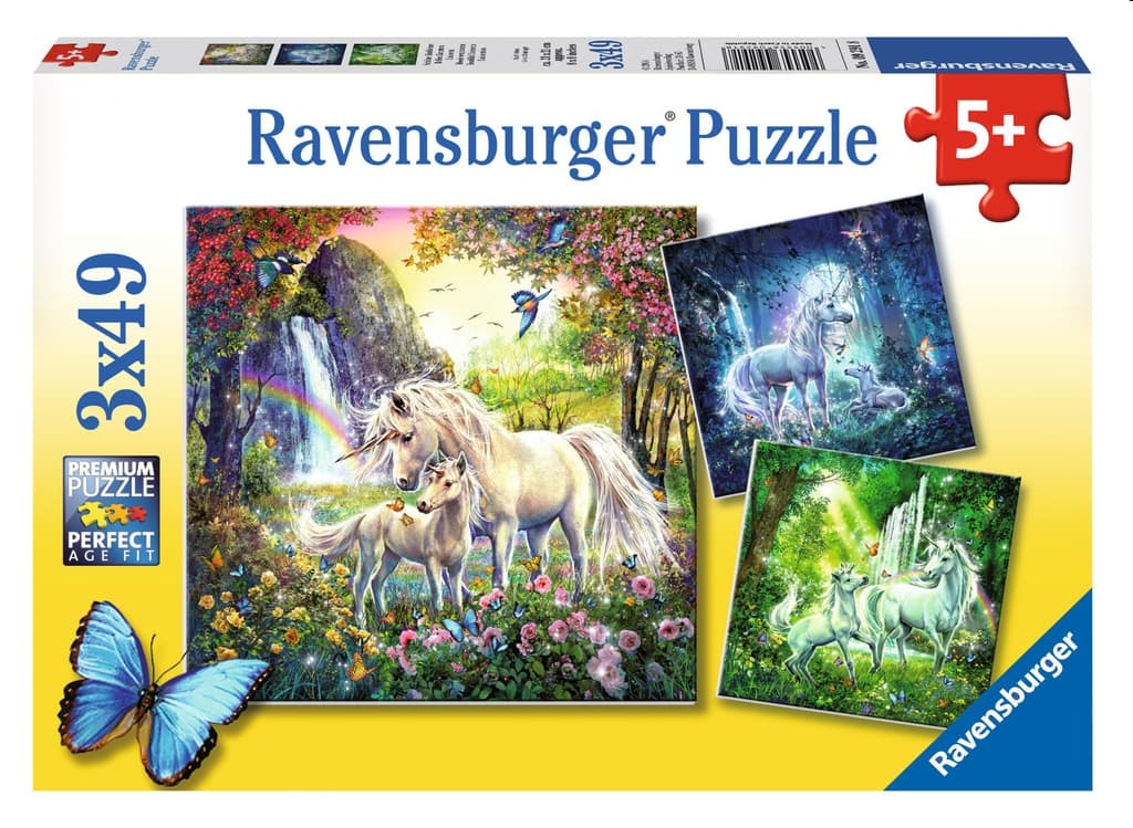 Schöne Einhörner. Puzzle 3 X 49 Teile
