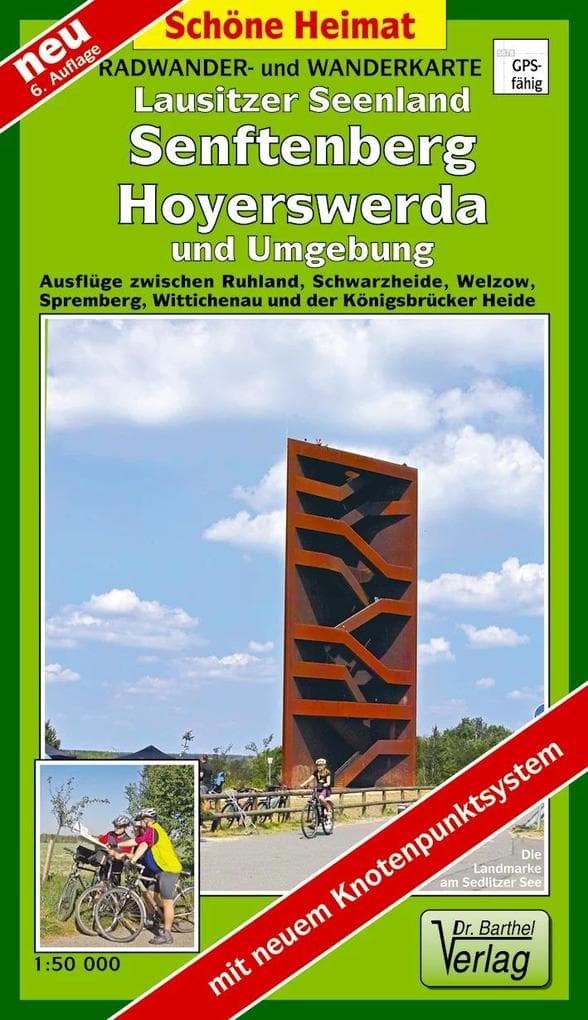 Radwander- und Wanderkarte Lausitzer Seenland, Senftenberg, Hoyerswerda und Umgebung 1 : 50 000