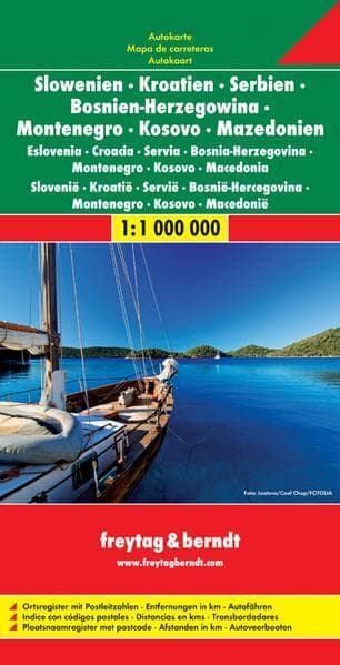 Slowenien / Kroatien / Serbien / Bosnien-Herzegowina / Montenegro / Kosovo / Mazedonien 1 : 1 000 000. Autokarte