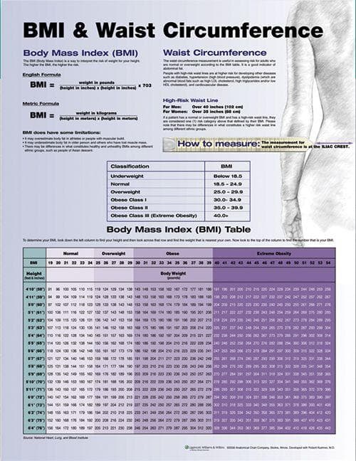 BMI AND WAIST CIRCUMFERENCE CHART PU