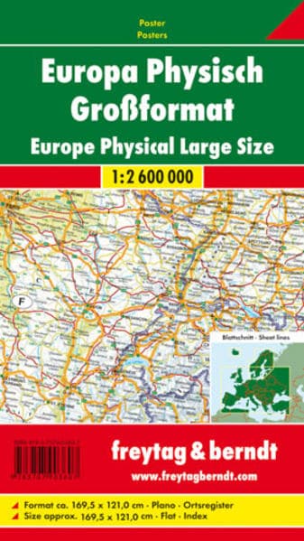 Europa physisch, Poster, 1:2,6 Mill, Großformat