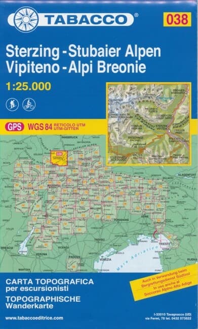 Tabacco Wandern 1 : 25 000 Sterzing Stubaier Alpen