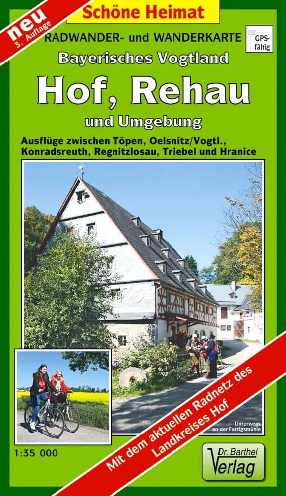 Radwander- und Wanderkarte Bayrisches Vogtland Hof, Rehau und Umgebung 1 : 35 000