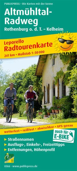 Radwanderkarte Altmühltal-Radweg, Rothenburg o. d. T. - Kelheim 1 : 50 000