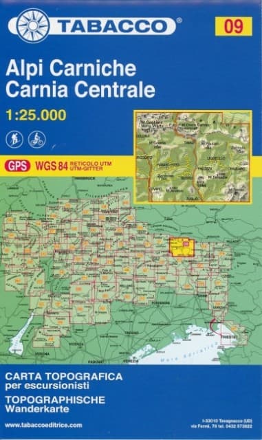 Tabacco Wandern 1 : 25 000 Alpi Carniche Carnia Centrale