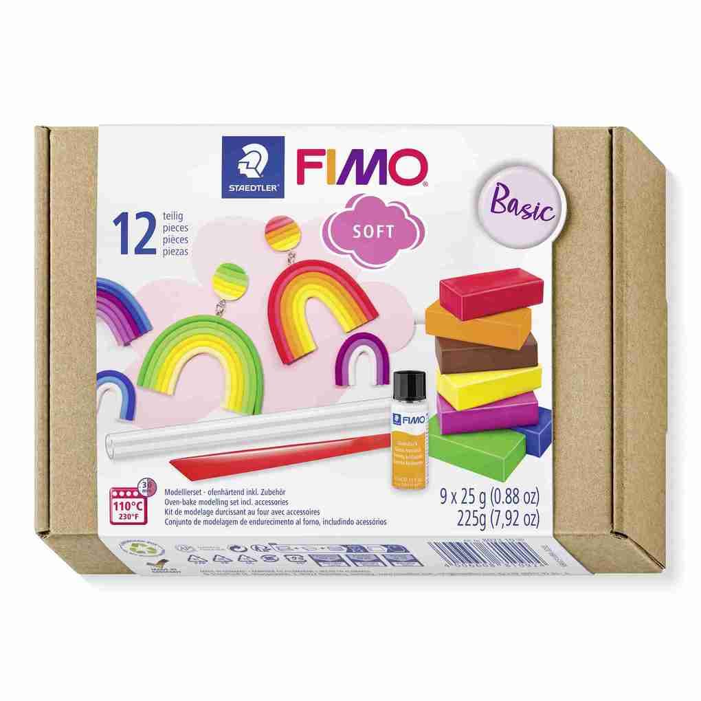 Fimo Soft Basic Set, 8 Farben, Halbblöcke à 25g
