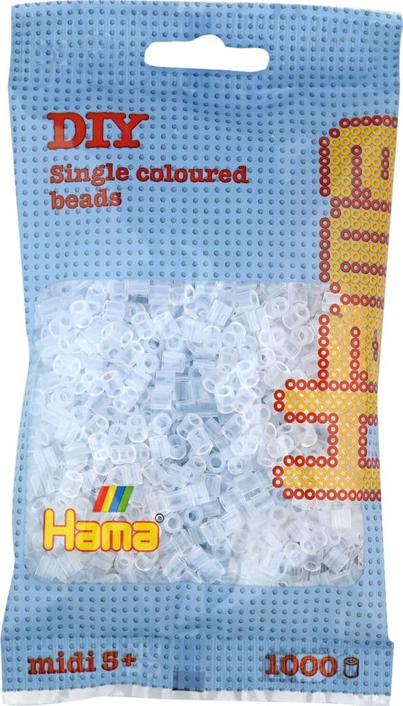 Hama - Perlenbeutel 1000 Stück transparent/weiß