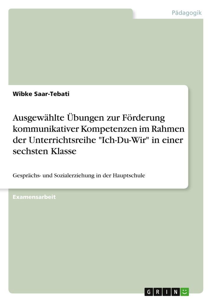 Ausgewählte Übungen zur Förderung kommunikativer Kompetenzen im Rahmen der Unterrichtsreihe "Ich-Du-Wir" in einer sechsten Klasse