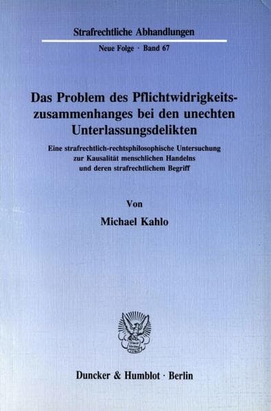 Das Problem des Pflichtwidrigkeitszusammenhanges bei den unechten Unterlassungsdelikten.