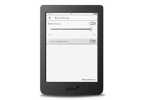 tolino page 2: Dank Frontlight rund um die Uhr Lesevergnügen