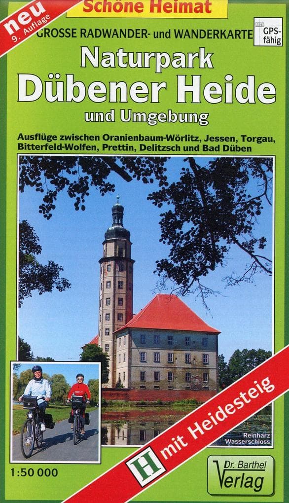 Radwander- und Wanderkarte Naturpark Dübener Heide und Umgebung