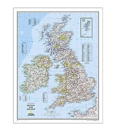 National Geographic Britain and Ireland Wall Map - Classic (23.5 X 30.25 In)