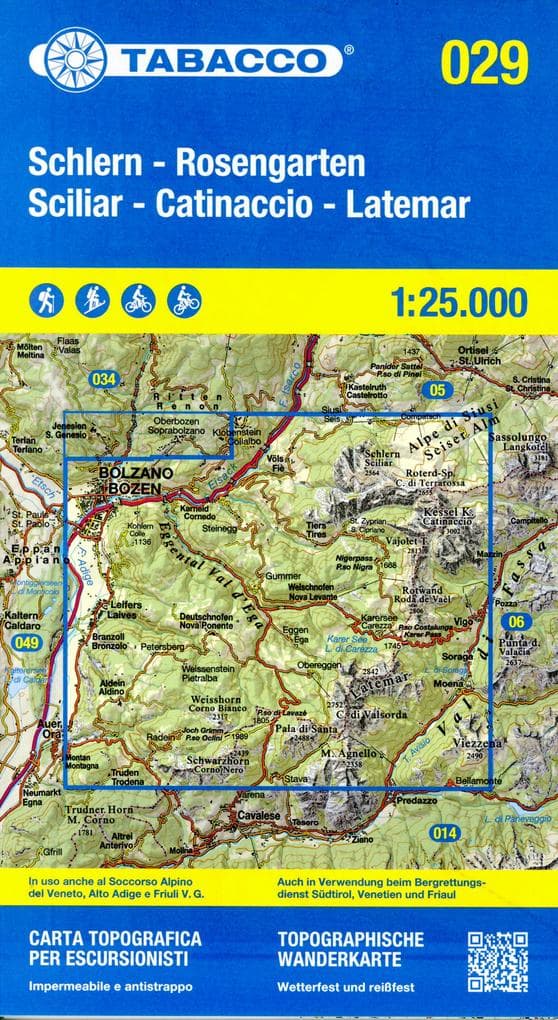 Tabacco Wandern 1 : 25 000 Schlern Rosengarten