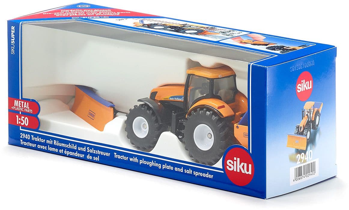 SIKU Super - Traktor mit Räumschild und Salzstreuer