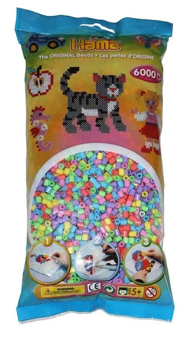 Hama - Perlenbeutel 6000 Stück pastell