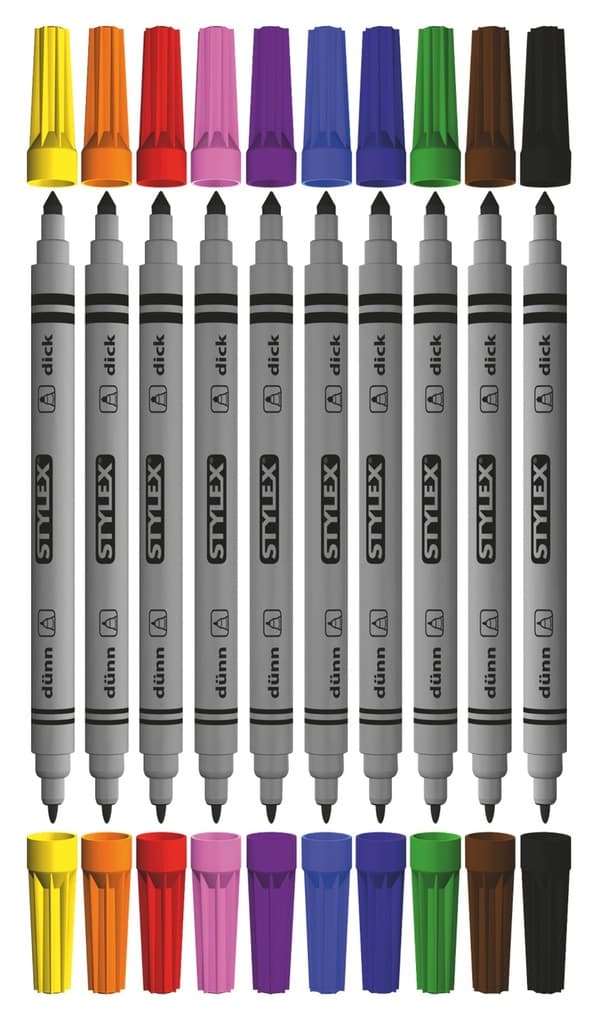 Stylex Zweispitz-Fasermalstifte, 10er Set