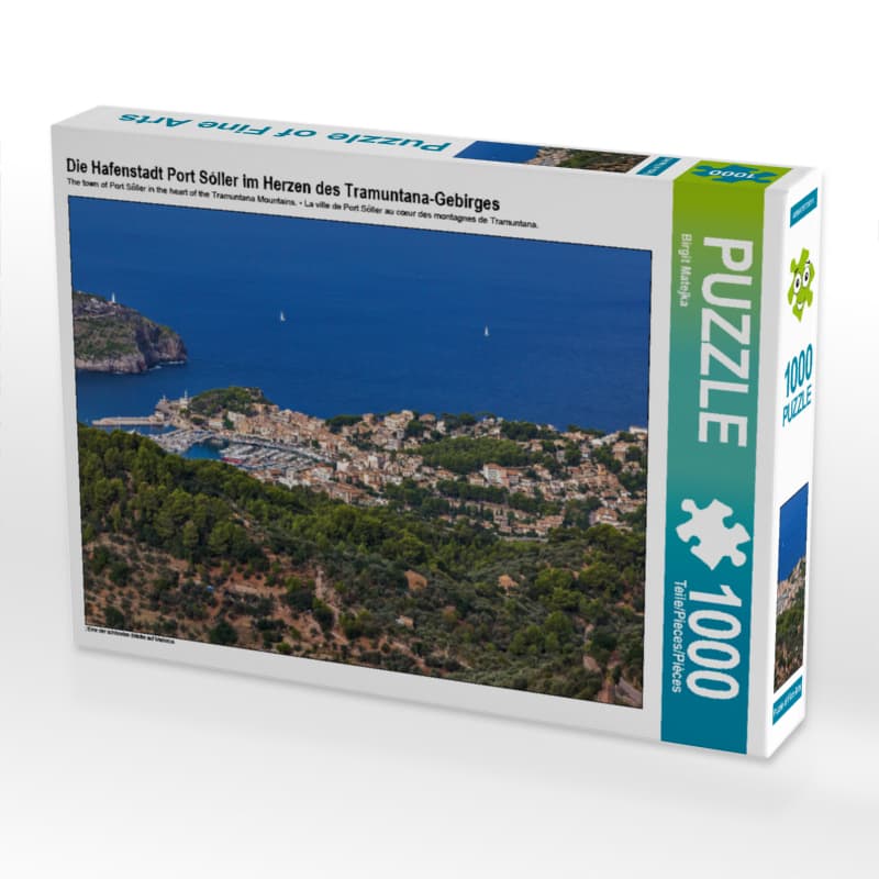 CALVENDO Puzzle Die Hafenstadt Port Sóller im Herzen des Tramuntana-Gebirges | 1000 Teile Lege-Größe 64 × 48 cm Foto-Puzzle für glückliche Stunden