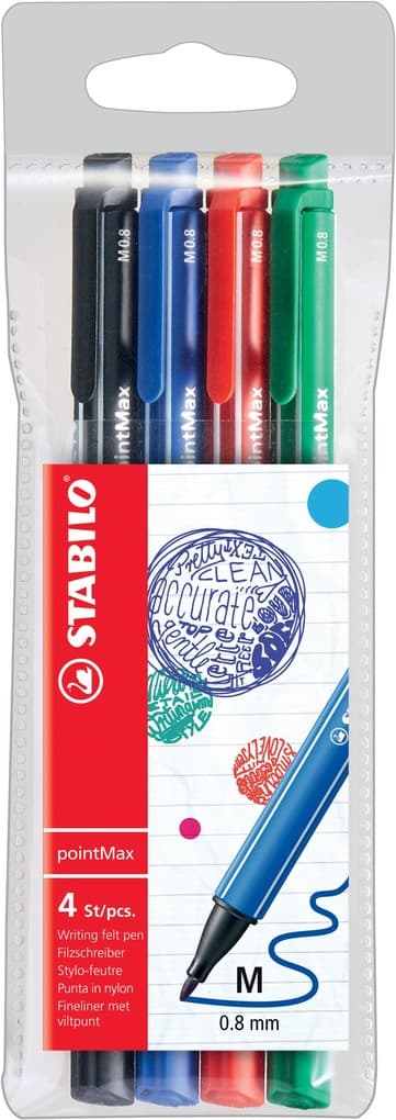 STABILO Filzstifte pointMax Standardfarben 4er Set
