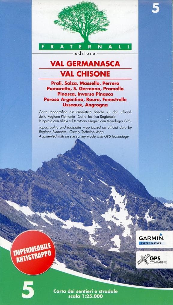 Carta n. 5. Val Germanasca val Chisone. Carta dei sentieri e stradale 1:25.000