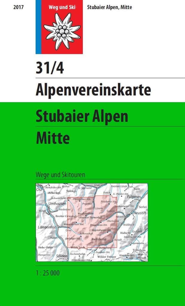 DAV Alpenvereinskarte 31/4 Stubaier Alpen, Mitte 1: 25 000