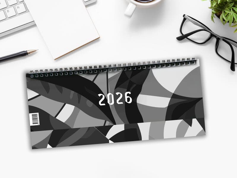 Tischkalender 2024, Querkalender Querterminbuch 2024, 1 Woche/ 1 Seite, 64 Seiten, 297 x 130 mm, Quer, Terminkalender, Karton, Jahresübersicht 2024/2025 inkl. Adress-Notizseiten, Wire-O-Bindung