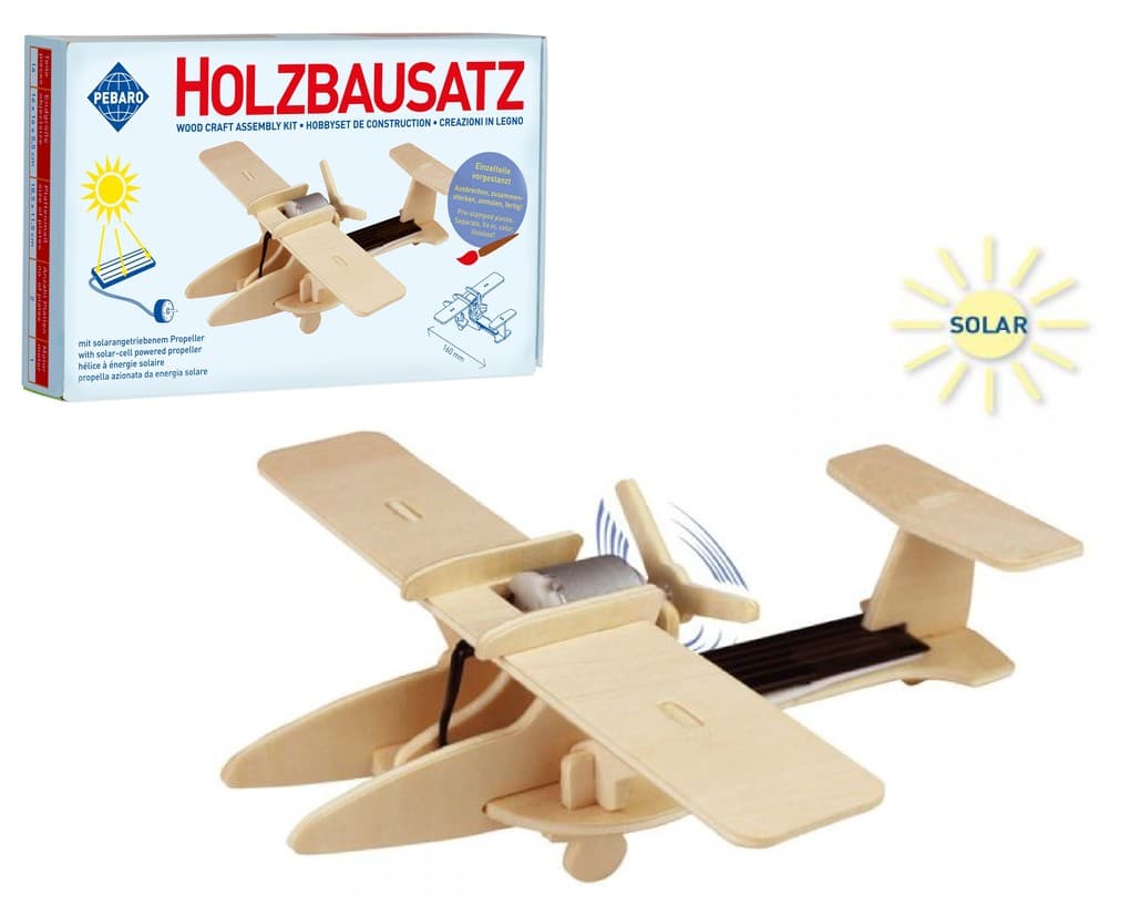 PEBARO 830/4 - Solar Holzbausatz Sport-Flugzeug, 14-teilig, Holzkonstruktion mit solarangetriebenem Propeller