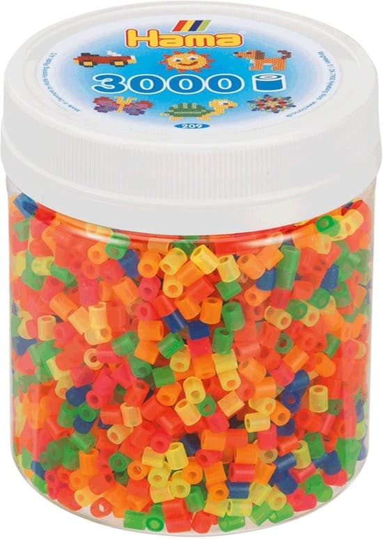 Hama 209-51 - Perlen, Perlen, Dose mit Bügelperlen, 3000 Stück, Neon-Mix