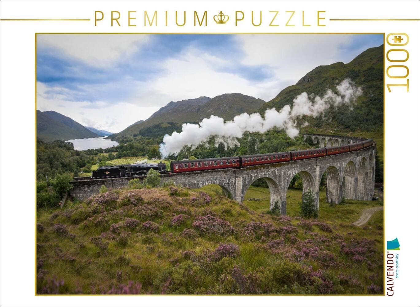 CALVENDO Puzzle The Jacobite befährt den Glenfinnan-Viadukt | 1000 Teile Lege-Größe 64x48cm Foto-Puzzle für glückliche Stunden