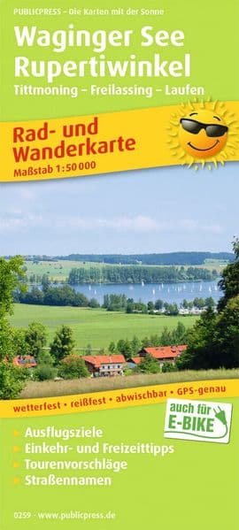 Publicpress Rad- und Wanderkarte Waginger See, Rupertiwinkel, Tittmoning, Freilassing -Laufen 1:50.000