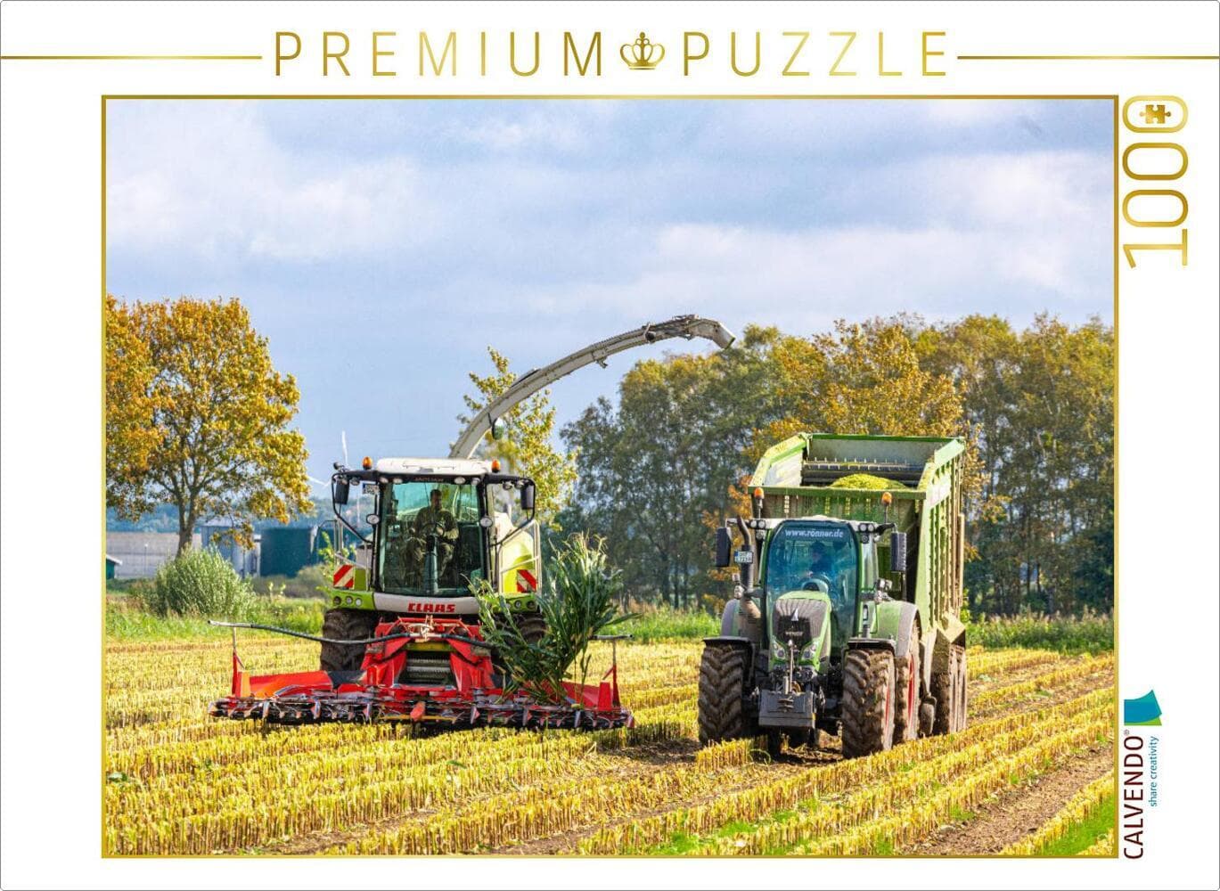 CALVENDO Puzzle Claas Jaguar 950 und Fendt 724 Vario mit Fendt Tigo 65 XR D Ladewagen | 1000 Teile Lege-Größe 64x48cm Foto-Puzzle für glückliche Stunden