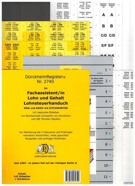 DürckheimRegister® Nr. 2740 Fachassistent/in Lohn und Gehalt (2024) Lohnsteuerhandbuch