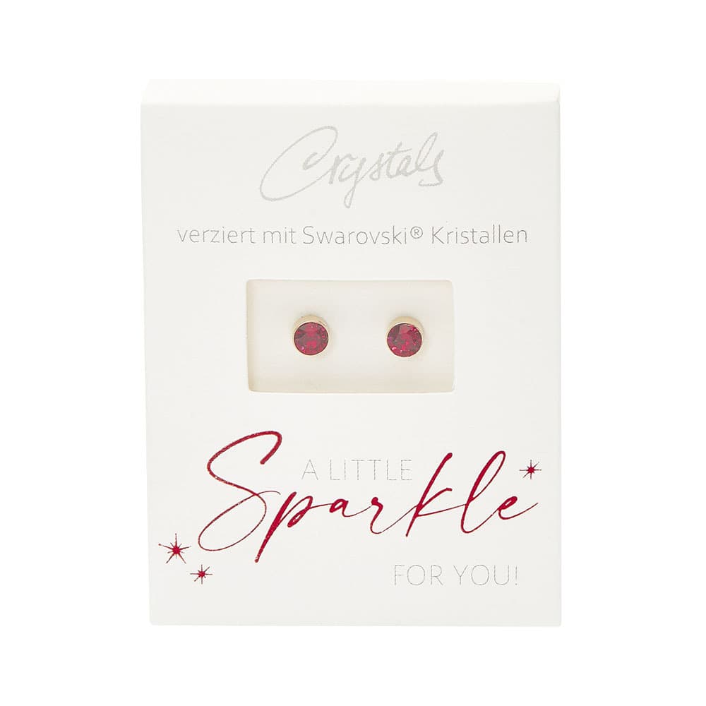 Crystals Ohrstecker - Sparkle - vergoldet - Rubin