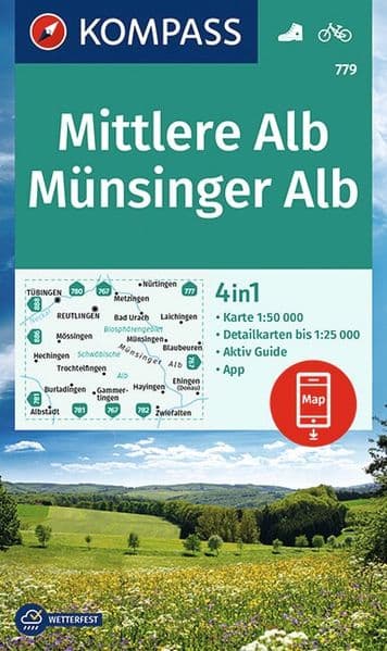 KOMPASS Wanderkarte 779 Mittlere Alb, Münsinger Alb 1:50.000