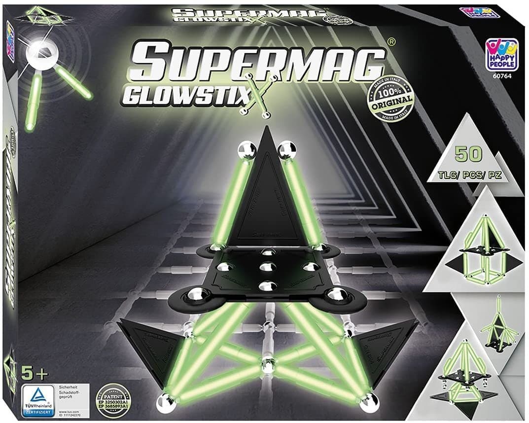 Supermag 60764 - Supermag Glowstix Magnetspielzeug, 50 Teile