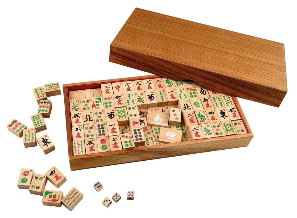 Philos 6323 - Mah Jongg, mit arabischen Zahlen, Holz