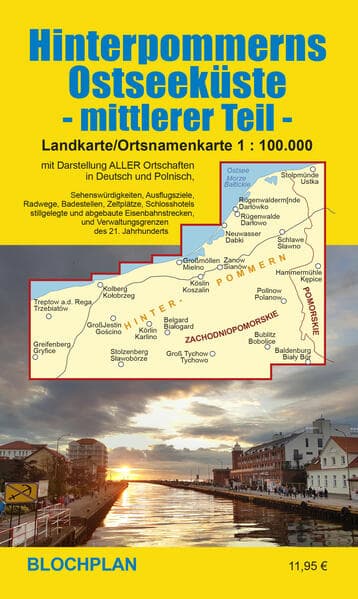 Landkarte Hinterpommerns Ostseeküste - mittlerer Teil: Maßstab 1:100.000