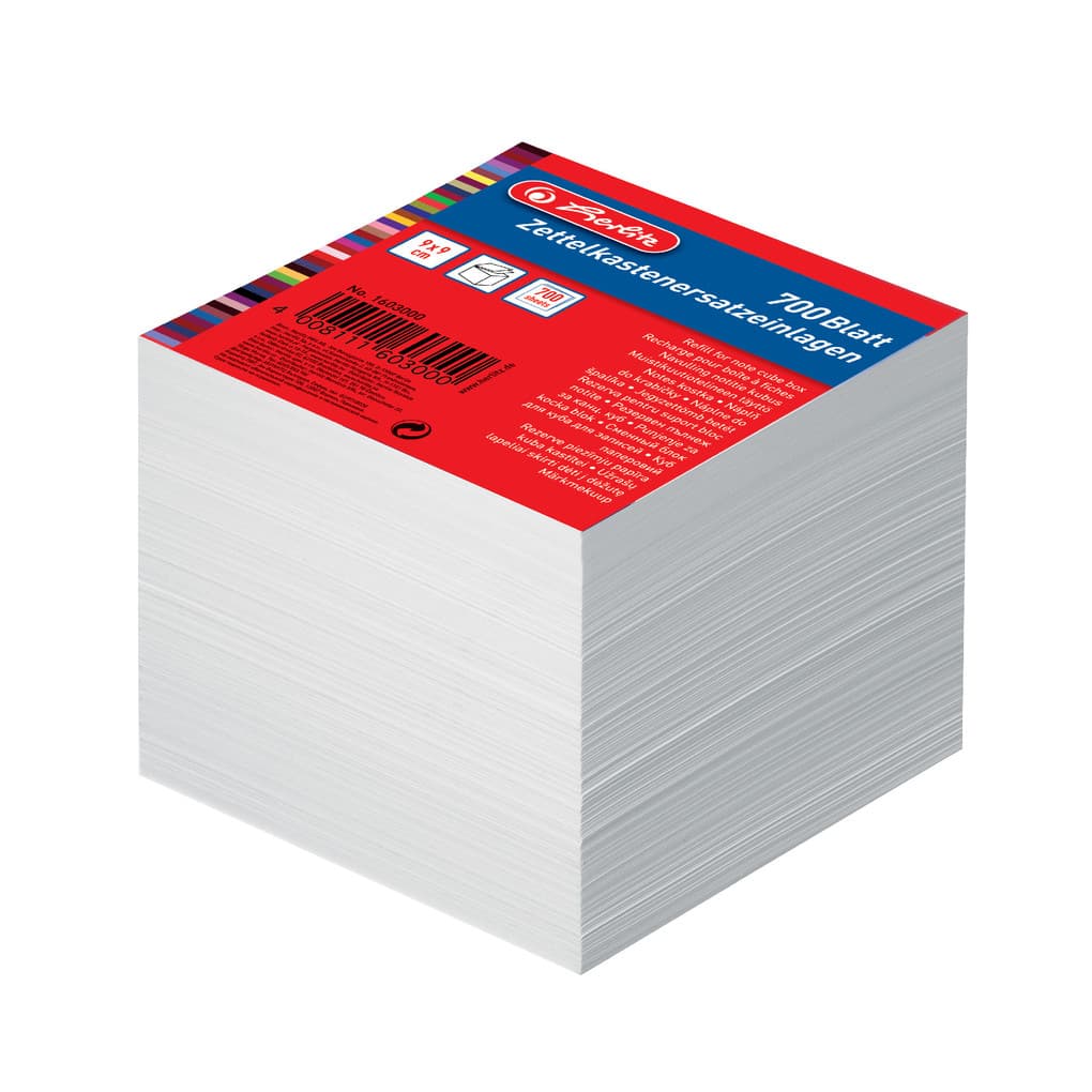 Herlitz Zettel/Einlagen für Zettelkasten 700 Blatt 9x9cm weiß