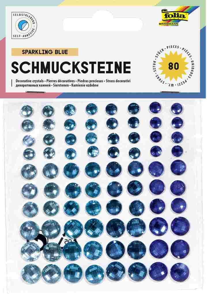Folia Schmucksteine SPARKLING BLUE, selbstklebend, 80 Stück