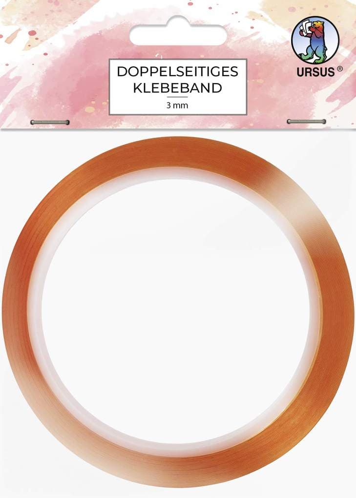URSUS Bastelzubehör Doppelseitiges Klebeband, 1 Rolle (10 m x 3 mm)