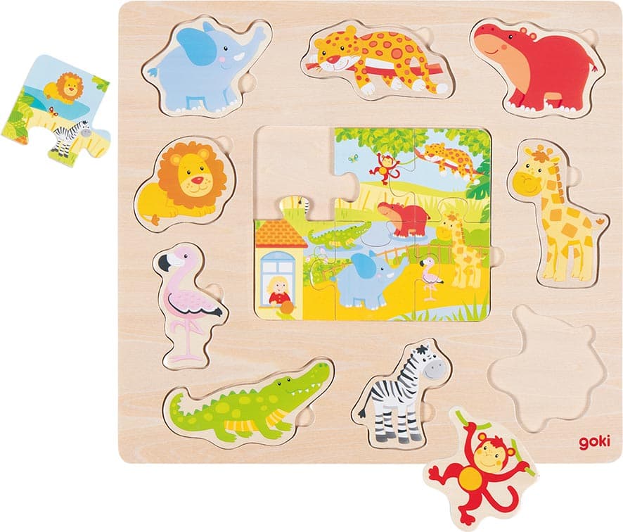 Goki 57374 - Einlegepuzzle Zootiere