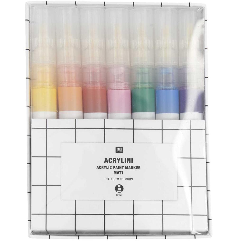Acrylini Marker Set Rainbow Colours, 7 Farben