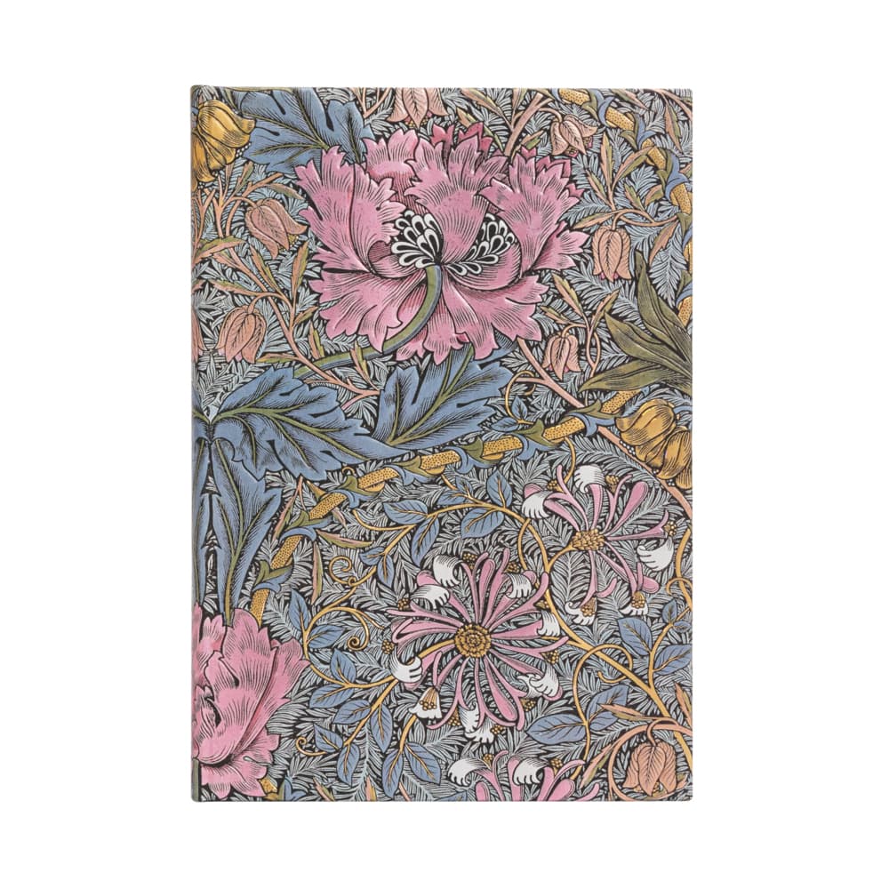 Morris Pink Honeysuckle MIDI Unlined Hardcover Journal, 144pg, 120gsm by Paperblanks (William Morris)