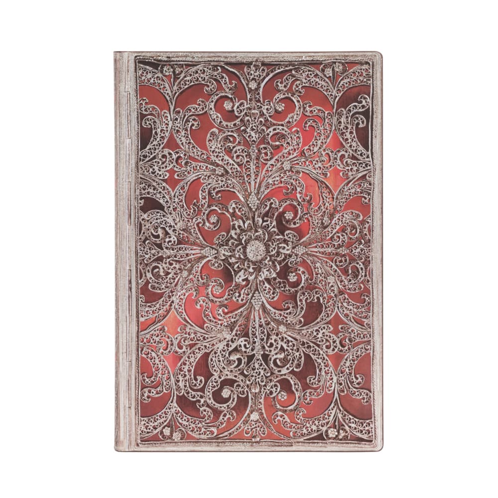 Garnet Mini Lined Softcover Journal, 208pg, 80gsm by Paperblanks (Silver Filigree Collection)