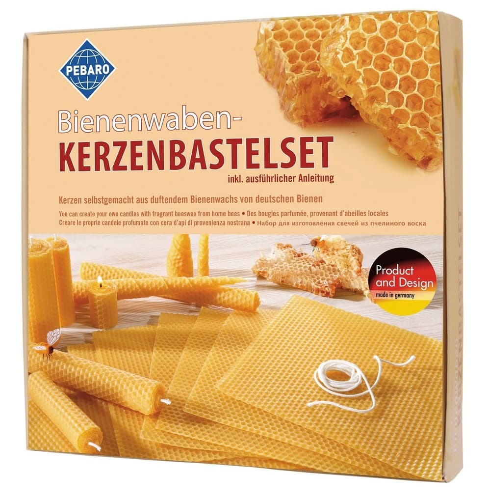 PEBARO WACHS-SET 1 - Bienenwaben-Kerzenbastelset, Naturprodukt, Bienenwachs-Kerzen