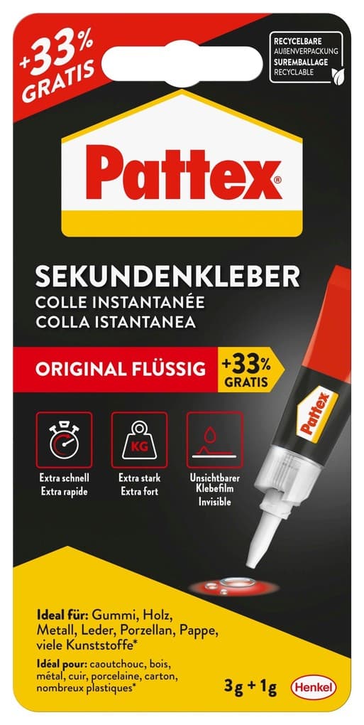 Pattex Kleben Pattex Sekundenkleber Flüssig, 3 g