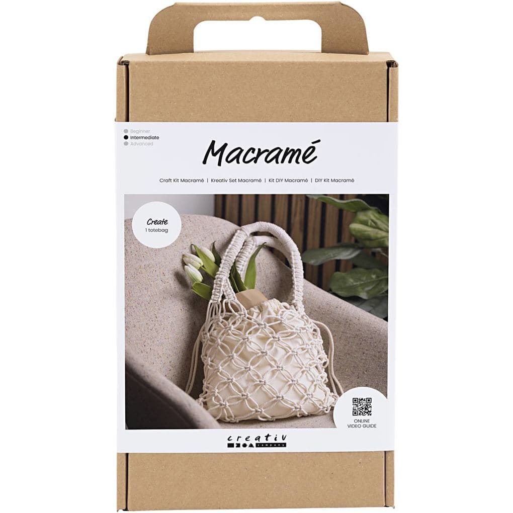 Creativ Company Kreativ Set Macramé, Tasche aus Makramee, weiß